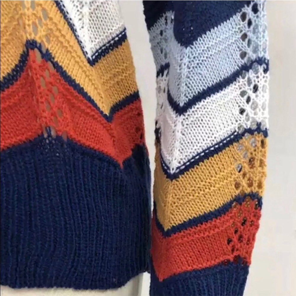 RESTOCKEDâ¨HP!!⨠Multicolored Chevron Knit Sweater⨠- Picture 6 of 7